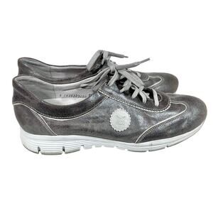 Mephisto Yael Runoff Air Jet System Leather Sneaker Shoes  Women 10.5 Silver